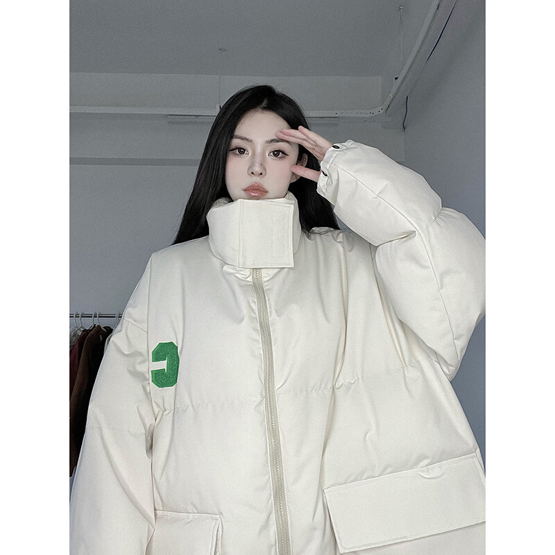 Winter New Retro Casual Loose Thickened Warm Cotton Coat Korean Fashion Stand Collar Bread Jacket Women Coat