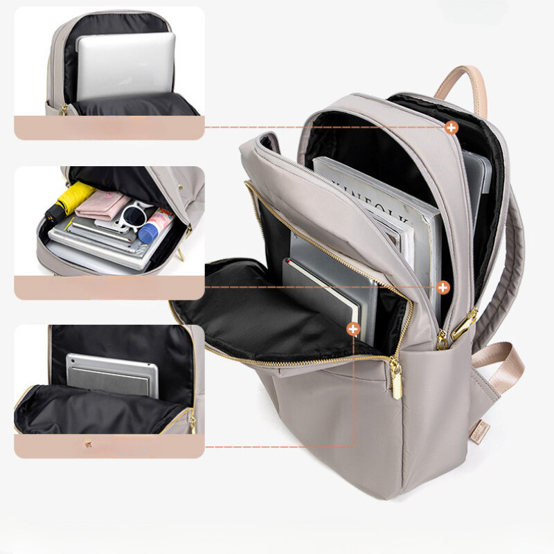 Waterproof Oxford Fbric 14" Laptop Backpack for Women Minimalist Travel Backpack Large Capacity Work School Computer Bag