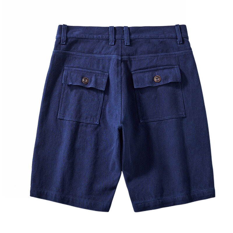 Pantalones cortos Vintage Amekaji OG107 para hombre, novedad de primavera y verano, pantalones cortos Cargo clásicos con cremallera multibolsillo, pantalones cortos casuales de algodón índigo hechos a mano