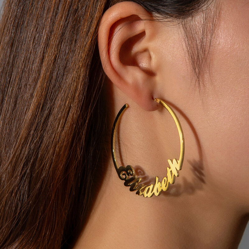 Atoztide orecchini personalizzati con nome personalizzato in acciaio inossidabile per le donne spilla da saldatura piegare lettere targhetta regalo di gioielli di moda