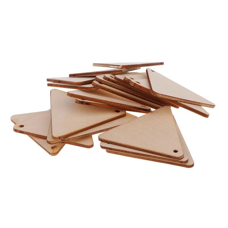 Peças de madeira inacabadas com furo para artesanato, forma do triângulo, 2-4pack, 20 pcs
