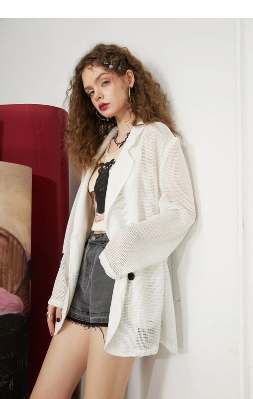 Leprechaun jaket wanita, Blazer 2024, jas putih