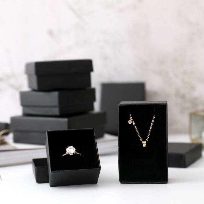 2 pezzi confezione regalo scatola di gioielli di carta scatola di gioielli braccialetto collana anello scatola di orecchini Kraft regali di nozze scatola di imballaggio organizzatore di gioielli
