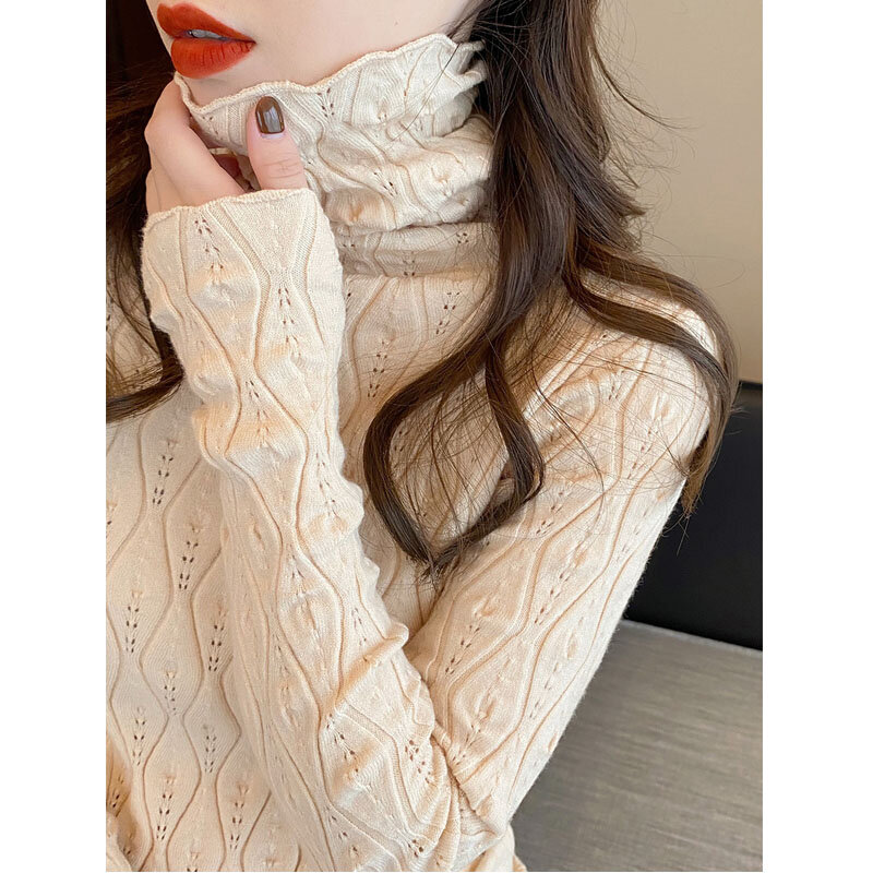 Jersey de cuello alto para mujer, suéter de punto elegante de Cachemira, Tops cálidos suaves, otoño e invierno, 2022