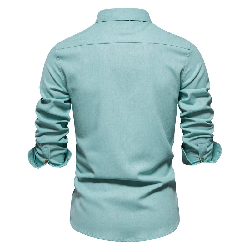 Autunno nuova camicia sociale da uomo in cotone 100% di alta qualità tinta unita camicie eleganti a maniche lunghe di lusso Oversize per uomo Chemise Homme