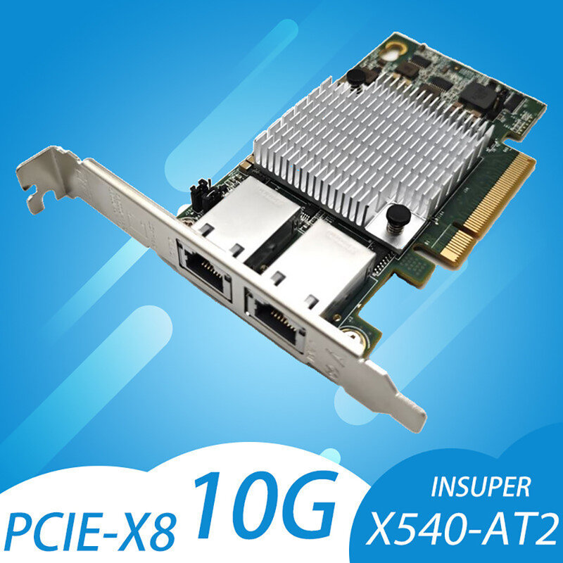 RJ45 port ganda PCIE X8 Intel X540-T2 pengontrol adaptor Ethernet terkonvergensi 10Gbs PCIE adaptor jaringan untuk Windows Linux Vista