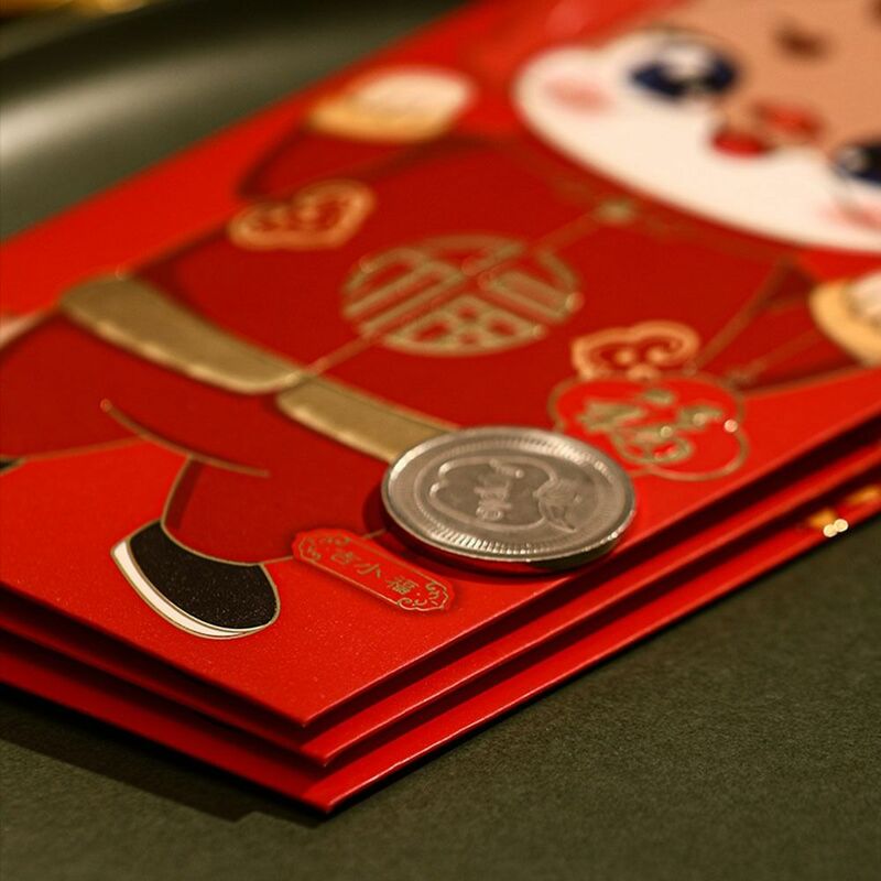 Saco de dinheiro da sorte para o Ano Novo Lunar, envelope de dinheiro, DIY tradicional, embalagem, benção, bolso vermelho, presentes, 10 unid