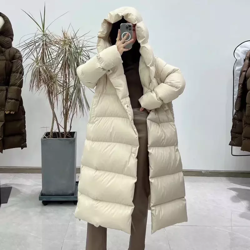 New Winter Large Quilt Down Jacket Over The Knee Thickened Loose Mid-length Women's