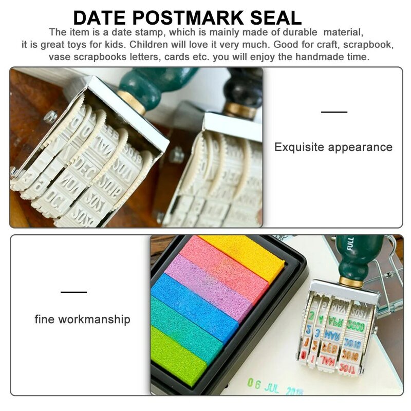 Portable Postage Stamps Knob para Scrapbooking, Date Stamp, Number Journal Iron, DIY
