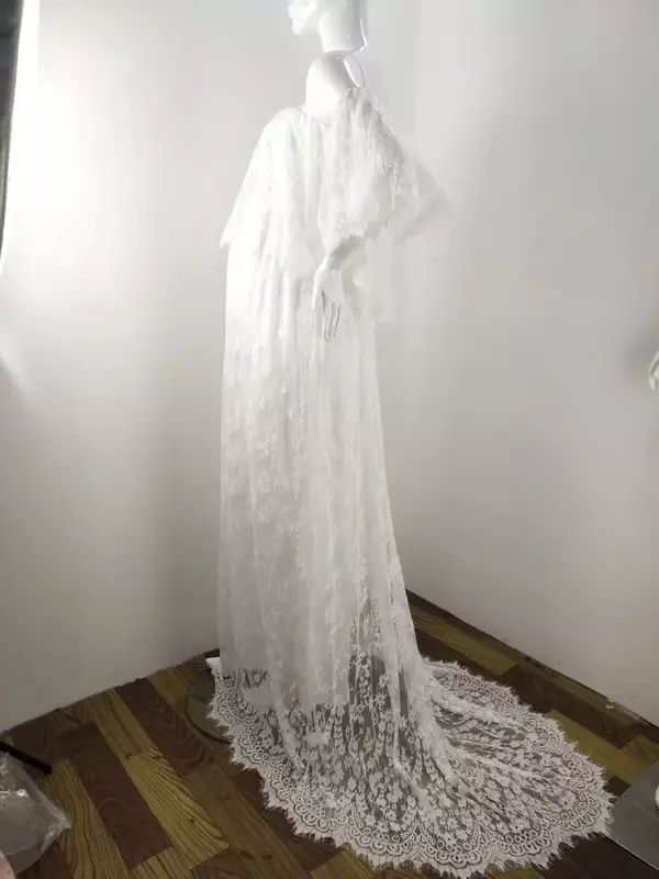 Пикантное платье с открытыми плечами для беременных летняя Фотография реквизит белое кружевное платье макси с ресницами Женская одежда для беременных