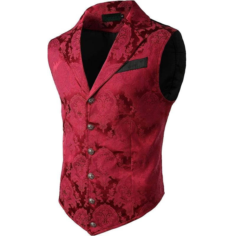 Giacca Gotinc Mens Victorian Suit Vest Steampunk Gothic gilet gilet Casual da uomo Stage Performance Costume Wed Evening Dress