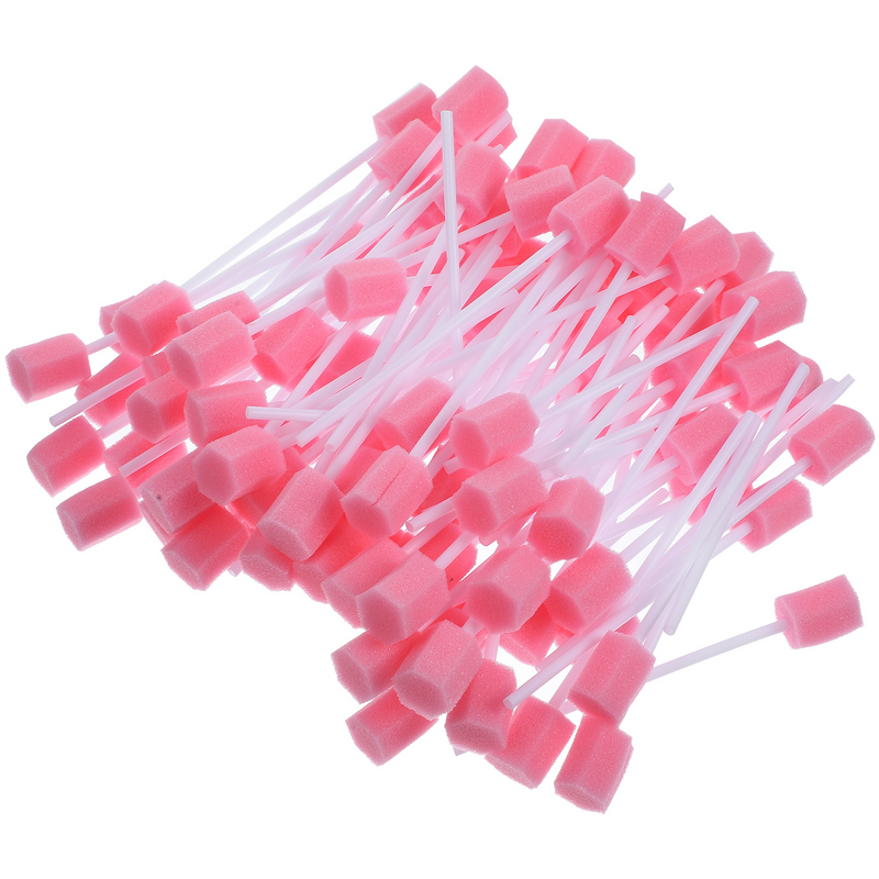 Varita de esponja desechable para cuidado bucal, hisopo para Limpieza de dientes de bebé, cepillo de dientes, rosa, agua isopropílica