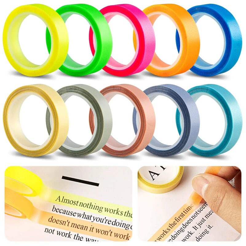 Portable Mini Highlighter Reading Sticky Tape Waterproof Transparent Index Stickers Tearable Adhesive Notes Label Tapes
