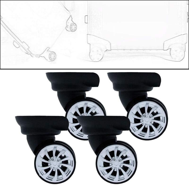 Ruote per valigie 4x ruote per valigie PP Pet facile da installare rotazione flessibile accessori per bagagli neri ruote per bagagli universali durevoli