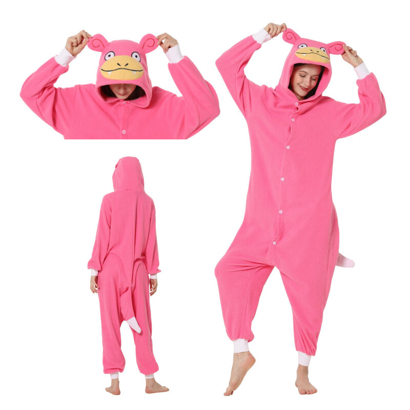 Pink Hippo Onesies Anime Cute Kigurumis Women Adult Halloween Party Outfit