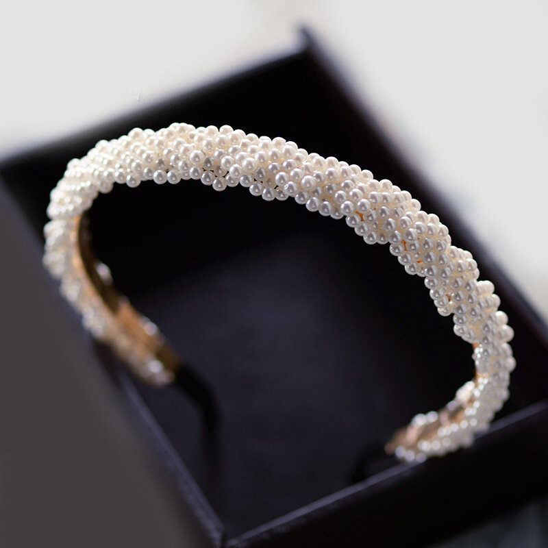 Braut Haar Zubehör Weiß Perlen Stirnbänder Einfache Perlen Stirnbänder für Frauen Mädchen Band Headwear Hochzeit Haar Schmuck