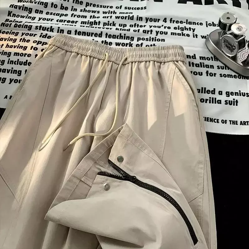 Pantalones Cargo grises para hombre, ropa técnica recta, larga, estética, talla grande, Harajuku, Y2k, lujo, barato, Verano