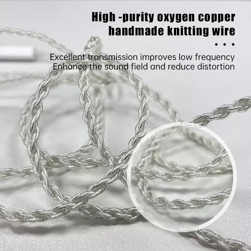 Czteropiętrowy srebrno-kabel warstwowy 3.5 mm0.75 podwójny drut 0.78 ulepszony z pszenną kabel do słuchawek 2pin.