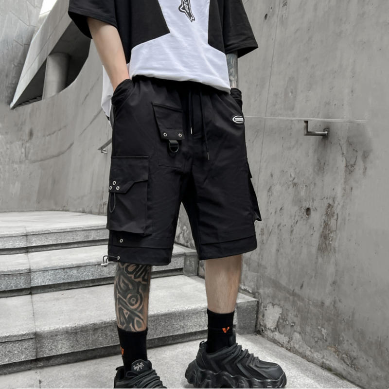 2024 Summer Men Techwear Style High Street Cargo Shorts Y2K Tactical Multi-pocket Straight Cropped Pants pantalones cortos шорты