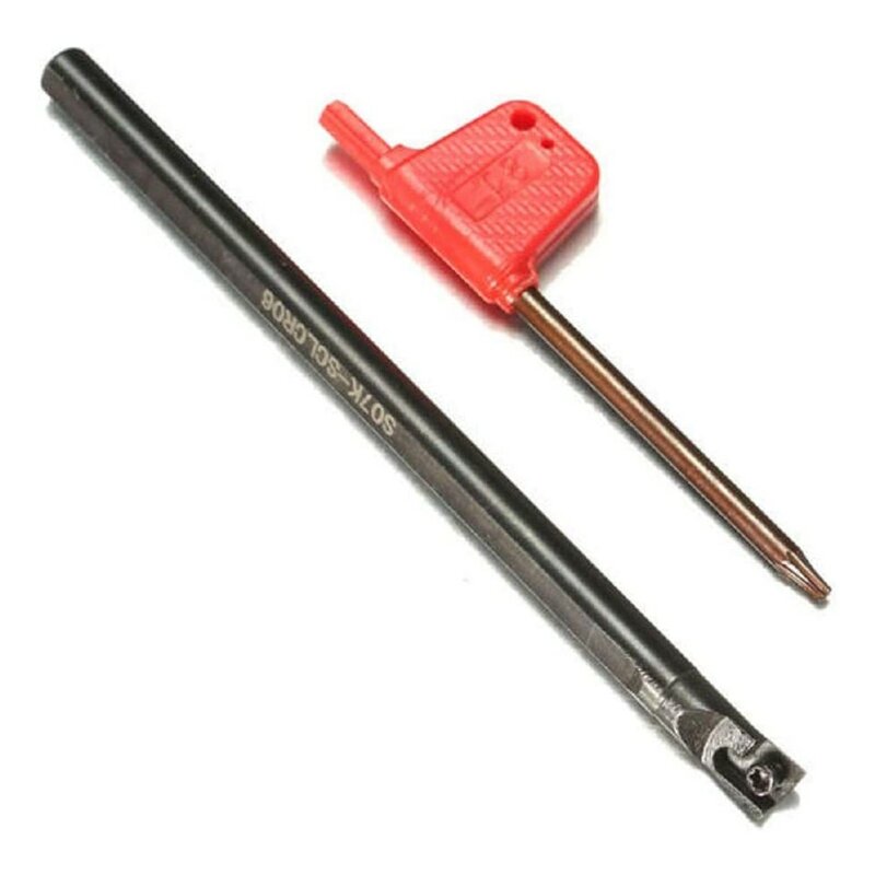 Alat pemutar, 6/7/8/10mm SCLCR06 alat bubut batang bor & 10x CCMT060204-HM pemegang bor 45-HRC Bar-pemotong bubut-putar emas