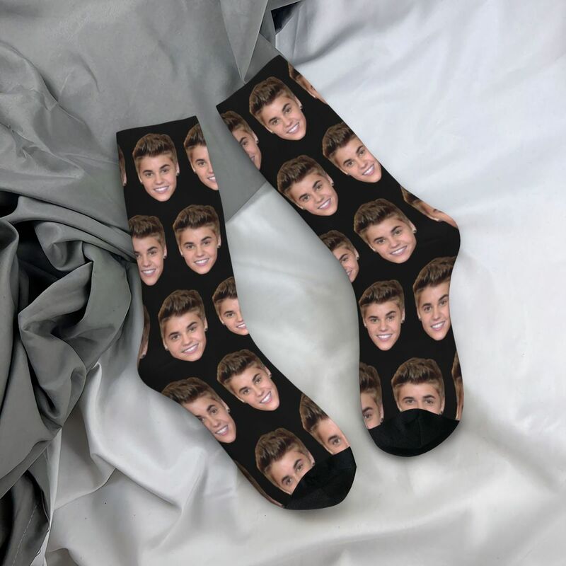 Männer Frauen Justin Bieber Baby Kopf Socken Baumwolle lustige glückliche Socken Neuheit Produkt mittlere Tubes ocks erstaunliches Geschenk