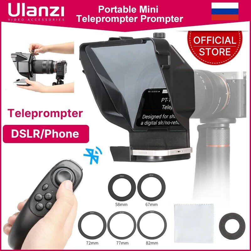 New Ulanzi Portable Mini Teleprompter Prompter for Smartphone/Tablet/DSLR Camera Video Recording Live Streaming Interview W