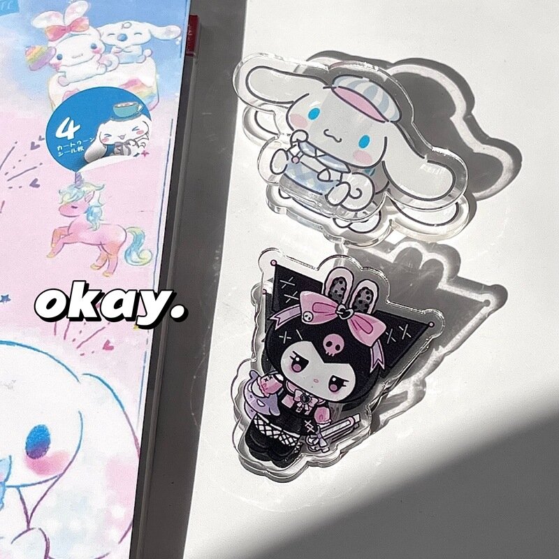 New Kawaii Cute Sanrio Hellokitty Kuromi Mymelody Cinnamoroll Pochacco Acrylic Clamp Stationery Clip Cartoon Gift Toys For Girls
