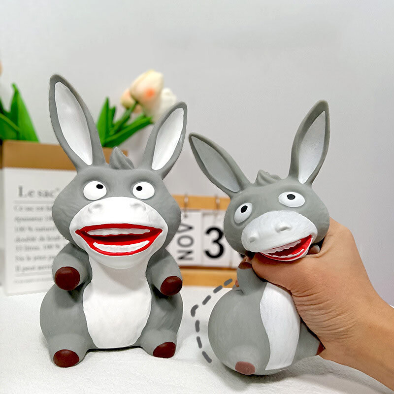 Stress Donkey Squeeze Toy Anxiety Relief Cute Stretch Donkey Toy Gray Big Mouth Sensory Donkey Toys for Birthday Christmas Gifts