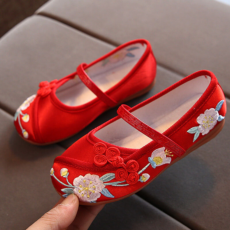 Children's Embroidered Cloth Shoes Chinese Style Girls Shoes Festival Vintage Chinese Shoes New Kids Shoes For Girl CSH1440