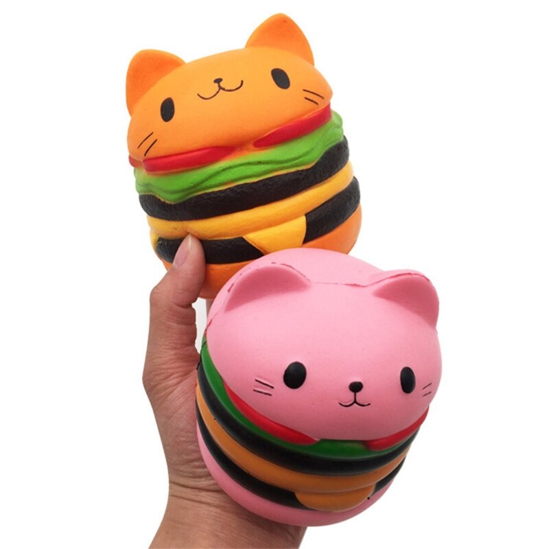 3.5In Squeeze Hamburger Fidget Toy Realistic Food Party Favor Pressure Release Toy Slow Rising for Adults ADD Funny Gift