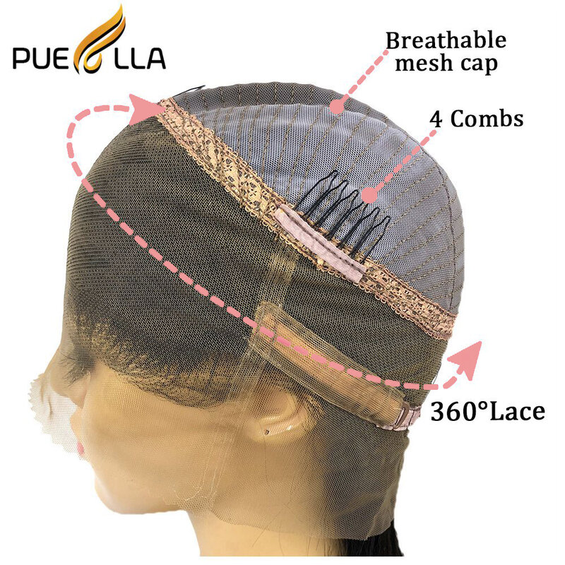 Perruque Bob Lace Frontal Wig 360 naturelle, cheveux humains, coupe Pixie, Loose Wave, couleur brun gingembre, partie latérale, pour femmes noires