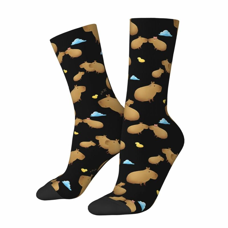 Glückliche Herren socken kühlen niedlichen Retro Capybara Tier Street Style Neuheit Crew Socke Geschenk muster gedruckt