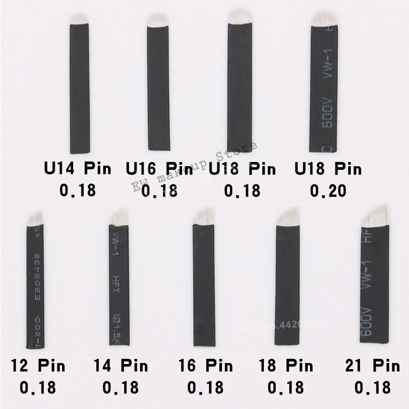 100 Buah Jarum Microblading Nano Agulhas Lamina Multiple Para Flex 12 14 16 18 Bentuk Pisau Tato untuk Pena Alis Manual Tebori