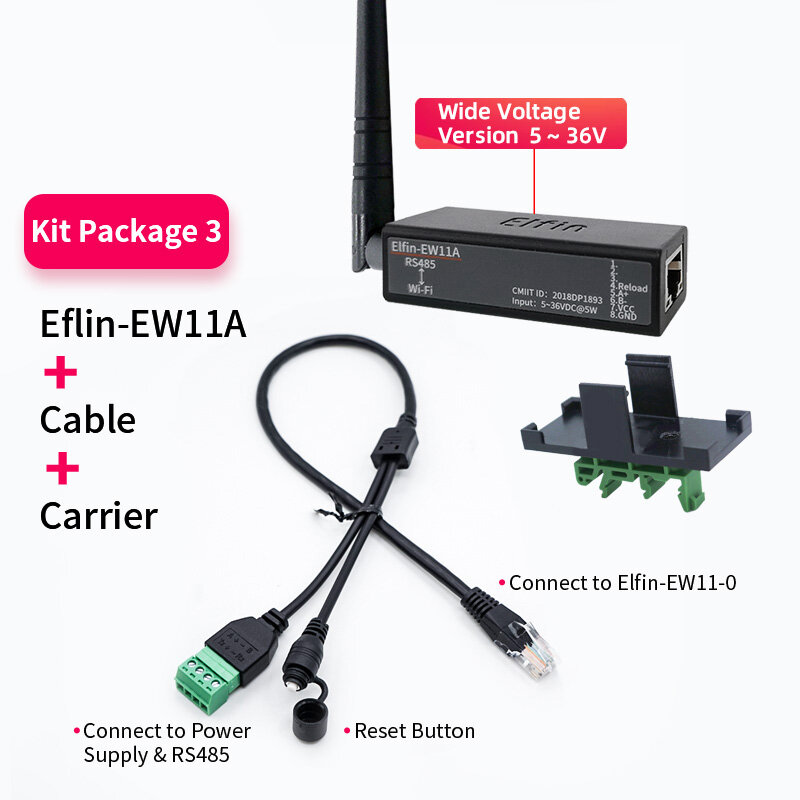 Elfin-EW11A Conversor de Transferência de Dados, Porta Serial, RS485 para WiFi, Servidor de Dispositivos, Suporte TCP/IP Telnet, Modbus, Protocolo TCP, IOT