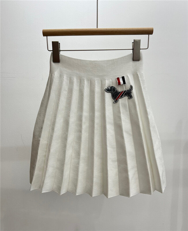 Женская короткая юбка для колледжа, плиссированная вязаная юбка с вышивкой собаки на осень и зиму, Готическая, эстетическая одежда