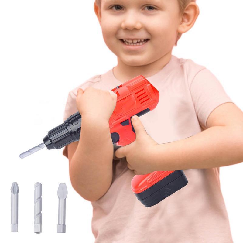 Kids Electric Drill Toy Mini Toy Drill With 3 Interchangeable Drill Bits Outside Construction Play Tools Electric Drill With