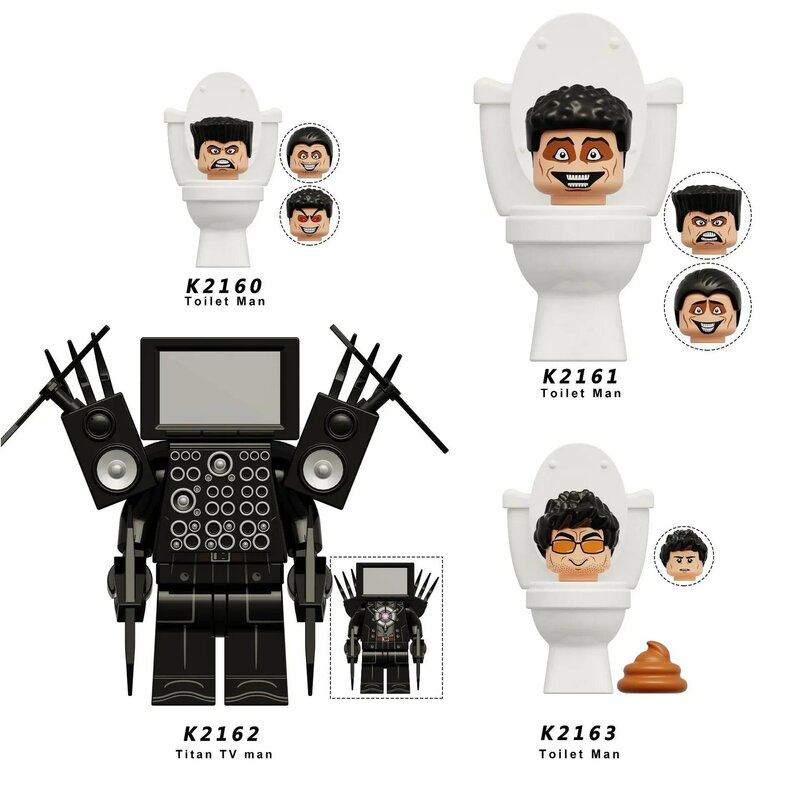 Mini Skibidi Toilet Man Anime Block Toys, TvMan Plus Titan Cameraman UFO Toilet Man Bricks Model Toy, regalos para niños
