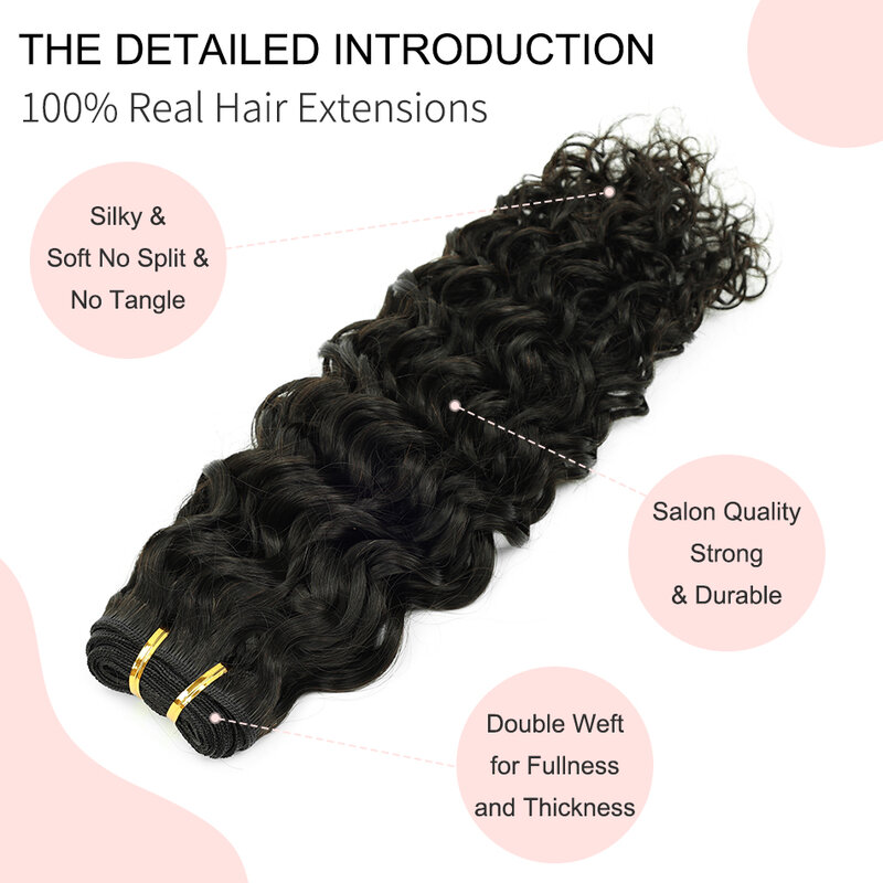 Ekstensi rambut manusia gelombang air 100% rambut Remy alami jalinan rambut pirang keriting 12 "-26" bundel rambut keriting untuk wanita
