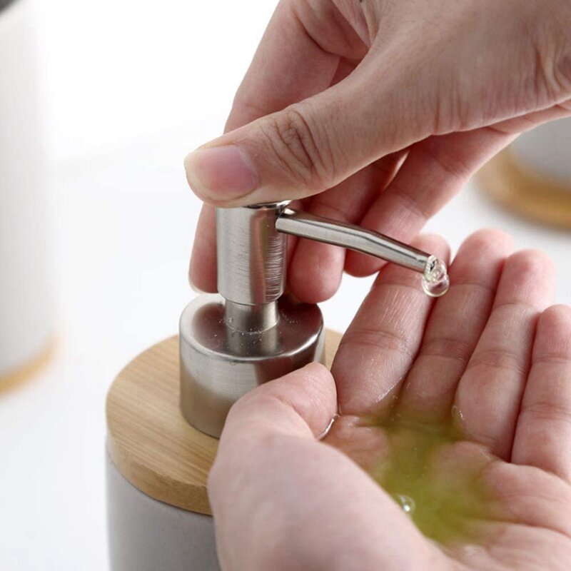 Dispenser sabun keramik 400Ml, gaya Nordik, Dispenser sabun Losion untuk dapur dan kamar mani-hitam