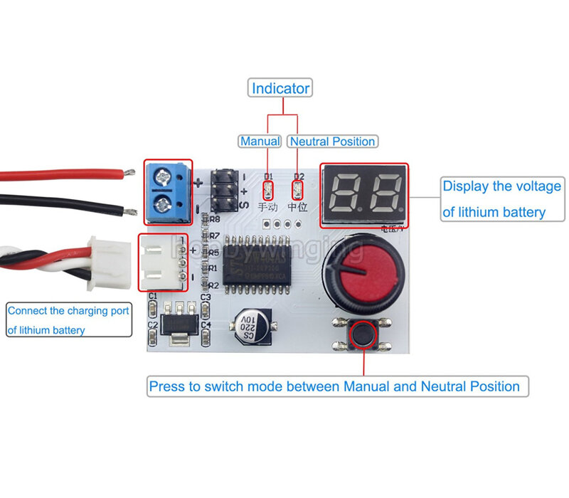 Probador de Servo Digital y pantalla de voltaje, controlador 2 en 1, dos modos de trabajo para Robot de coche Rc