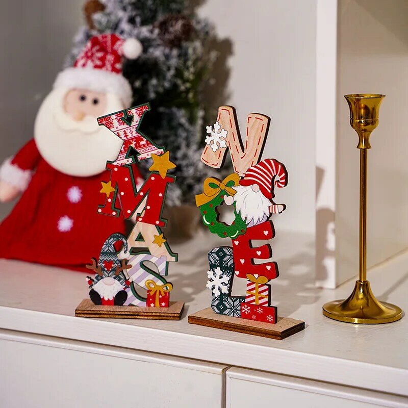 Kerst Nordic Houten Hangers Xmas Tree Opknoping Faceless Kerstman Geschilderd Ornamenten Kerstversiering Kids Geschenken