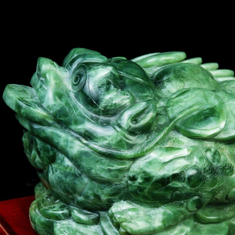Lushan-sapo dorado de Jade verde Pixiu, adorno de fortuna de la suerte, joyería Qican, Natural, puro