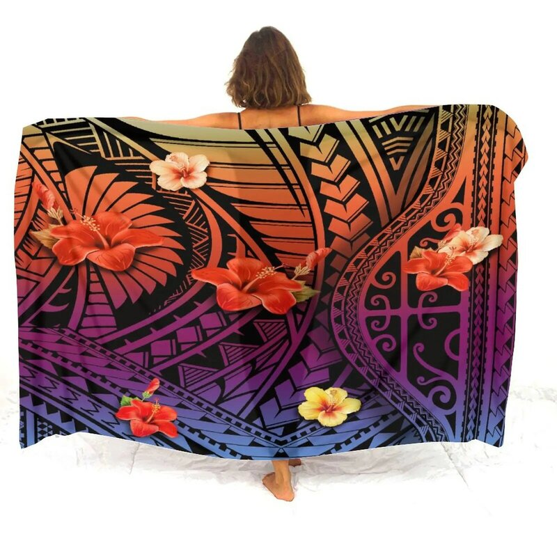 Summer Elegant Seaside Shawl Polynesian Island Holiday Sarong Custom One Style Apron Coat With Any Pattern 2024 New Print