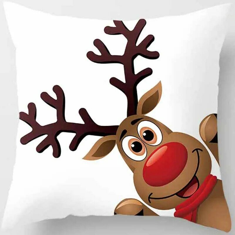 Home Decor Christmas Elk Print Pillowcase Sofa Car Bedroom Living Room Decoration Pillowcase