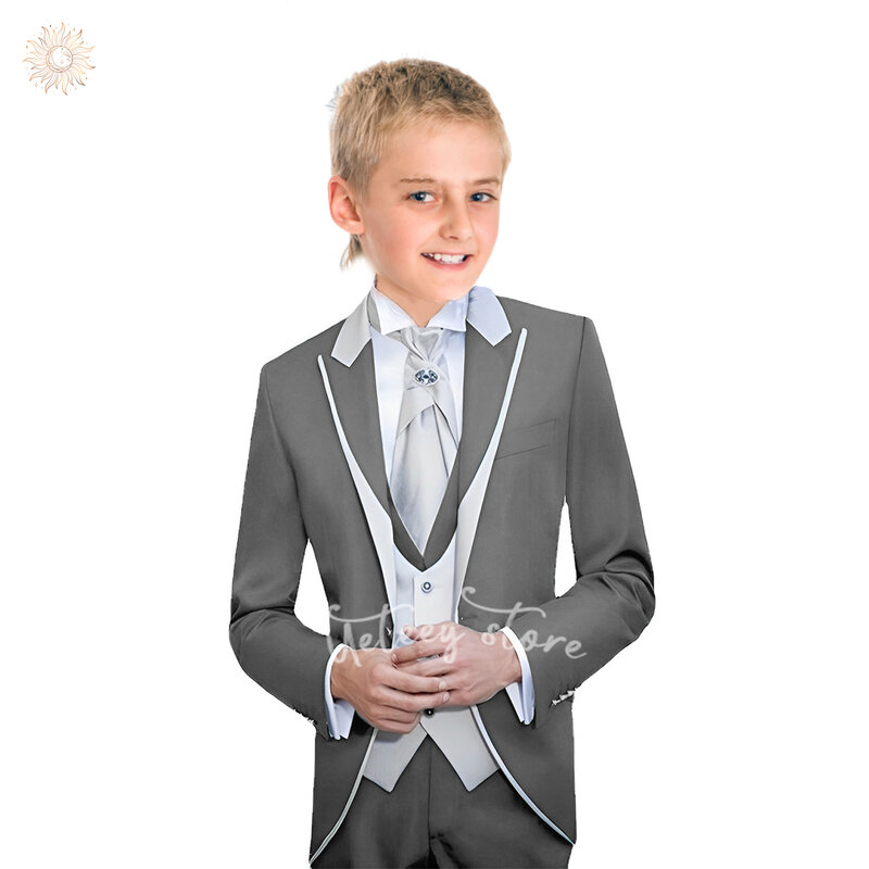 UETEEY-terno clássico do smoking para meninos, colete blazer e calças set, slim fit, casamento, baile, festa, 3pcs