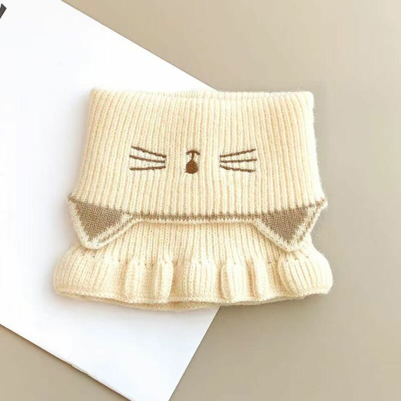 Lenço de algodão infantil de uso duplo, lenço fofo para gatos, xale de babados à prova de vento estilo coreano, envoltório, silenciador, faixa de cabelo inverno