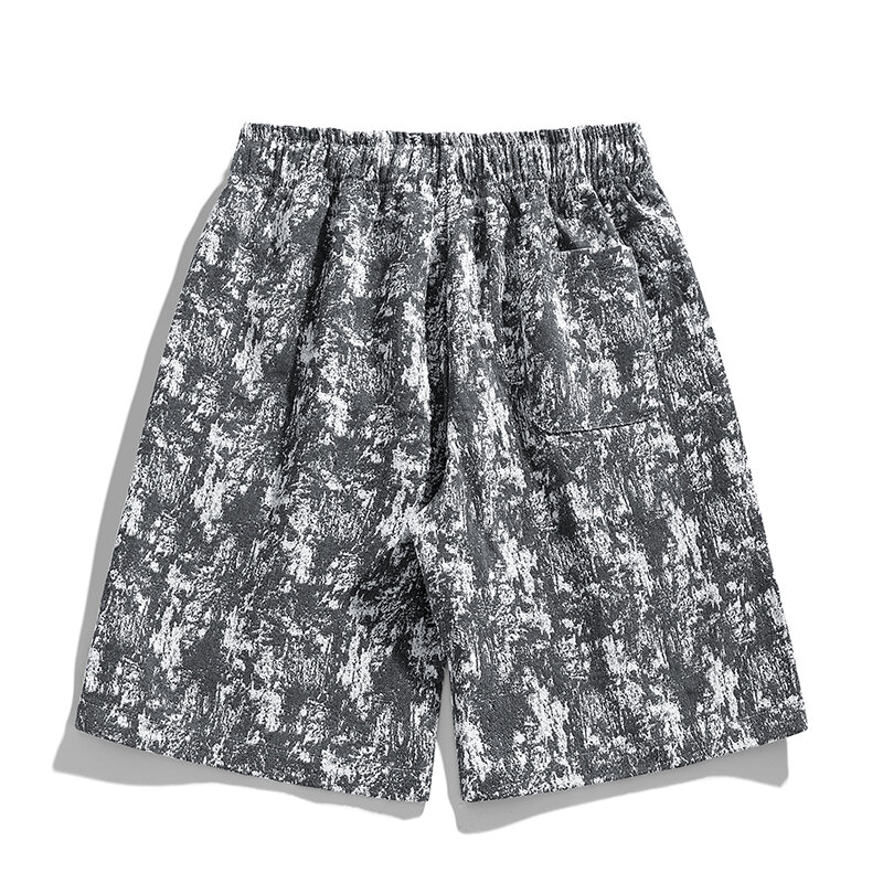 Fashion Loose Elastic Waist Pockets Spliced Folds Bandage Tie Dye Board Shorts Men's 2024 Summer New All-match Casual Shorts