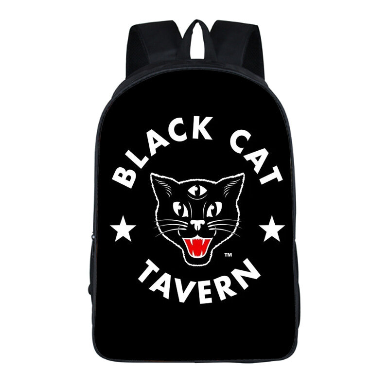 Tas ransel kucing Goth, tas punggung kucing kreatif, poliester, nyaman, pengurang beban sekolah dasar, tas ransel wanita