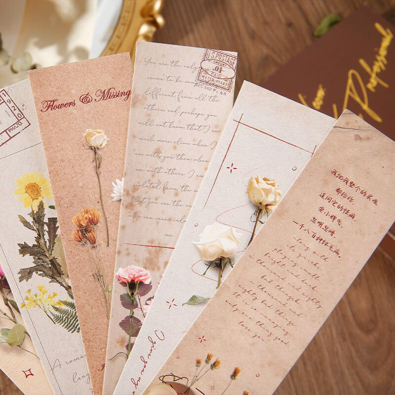 ins Style Dry Flower Bookmark Plant Floral Minimalist Student Gift Handbag Reading Markers Page Clips  Stationery Supplies