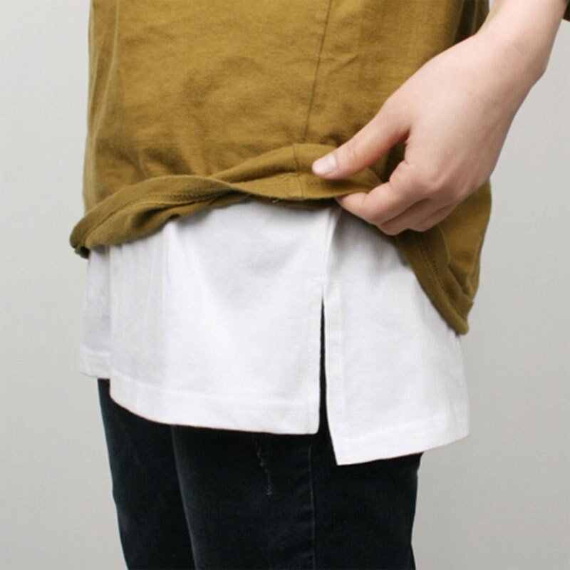 Damska jesienna koszula trapezowa przedłużenie boczne rozcięcie Flare Hem warstwowy top elastyczna spódnica paskiem